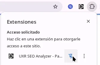 Cómo fijar la extensión UXR SEO Analyzer en Chrome